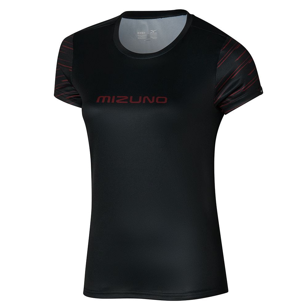 Mizuno Athletics Graphic Tee Ženske Topi Crne | KREVHD631