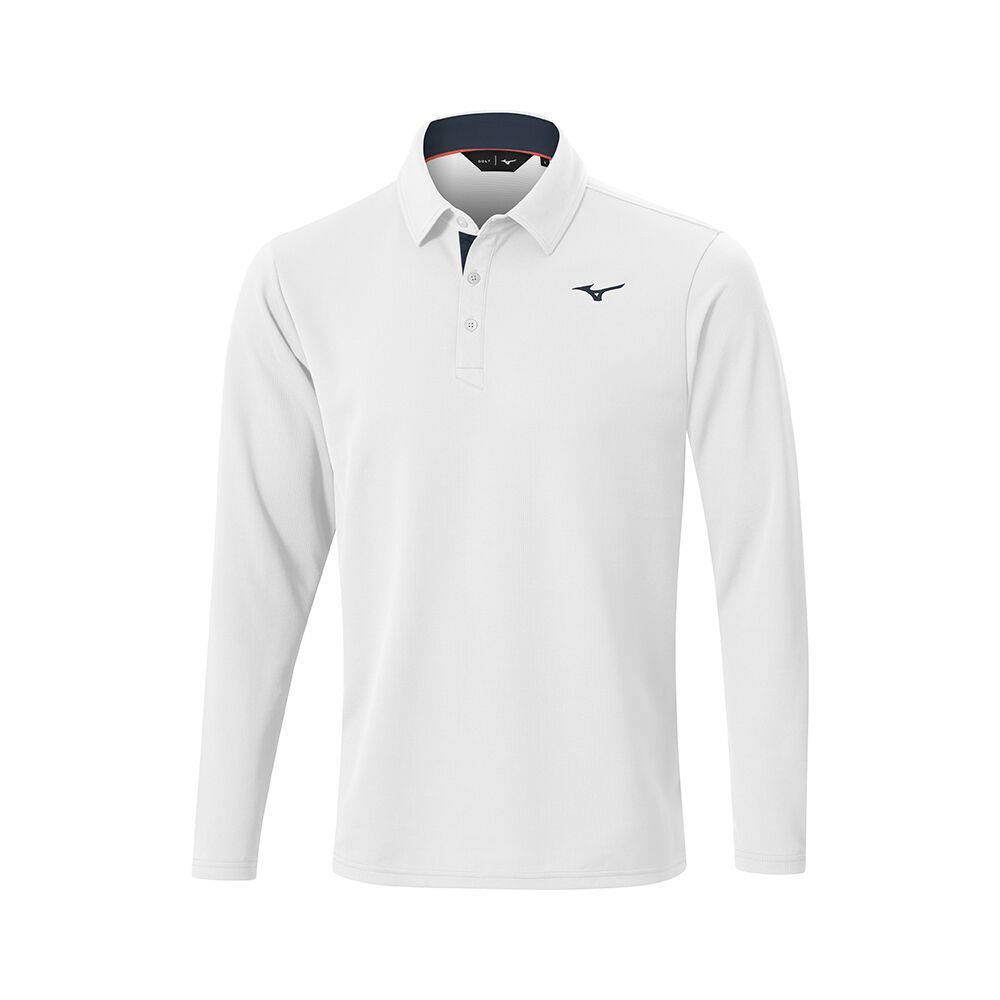 Mizuno Breath Thermo L/S Polo Muške Topi Bijele | JTMHXO150