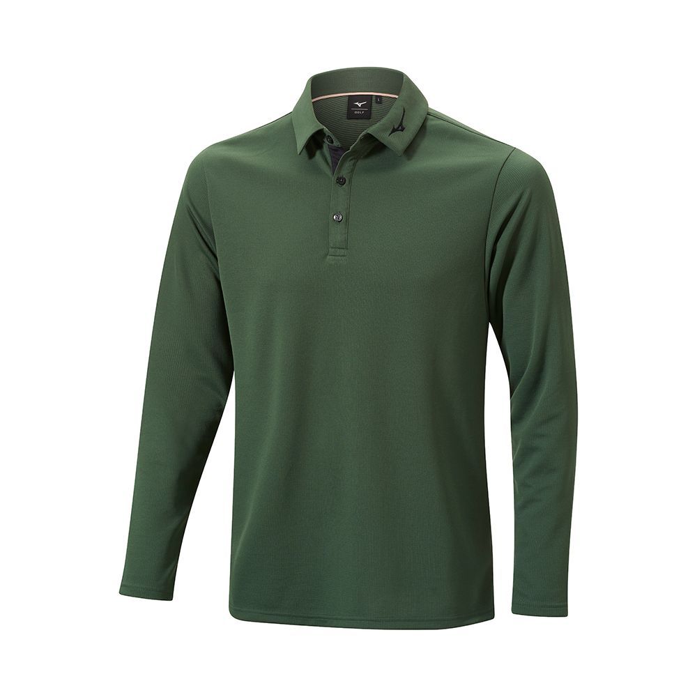Mizuno Breath Thermo Winter L/S Polo Muške Topi Zelene | LAZTEK674