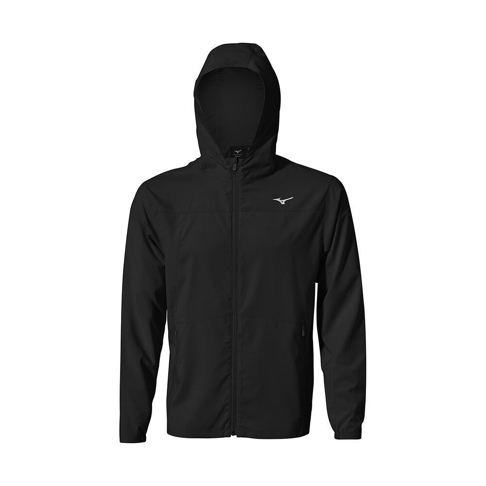 Mizuno Mt Drizzle Hoodie Muške Topi Tamno Sive Crne | THGKQX607