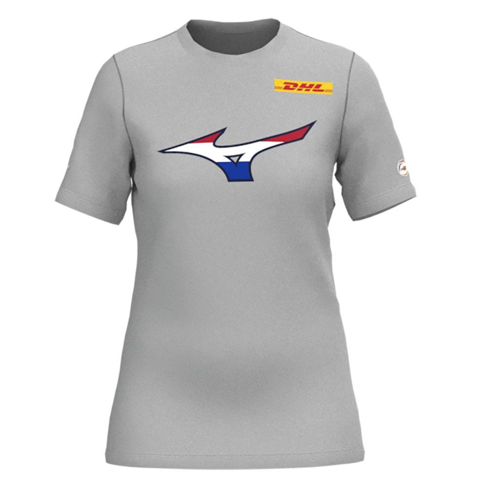 Mizuno Nevobo Nederland T-shirt Ženske Topi Sive | GUQRNF065