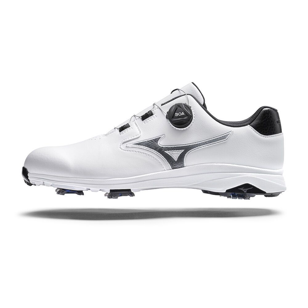 Mizuno Nexlite Gs Spiked Boa Muške Cipele Za Golf Bijele Srebrne | ZMBSPV605