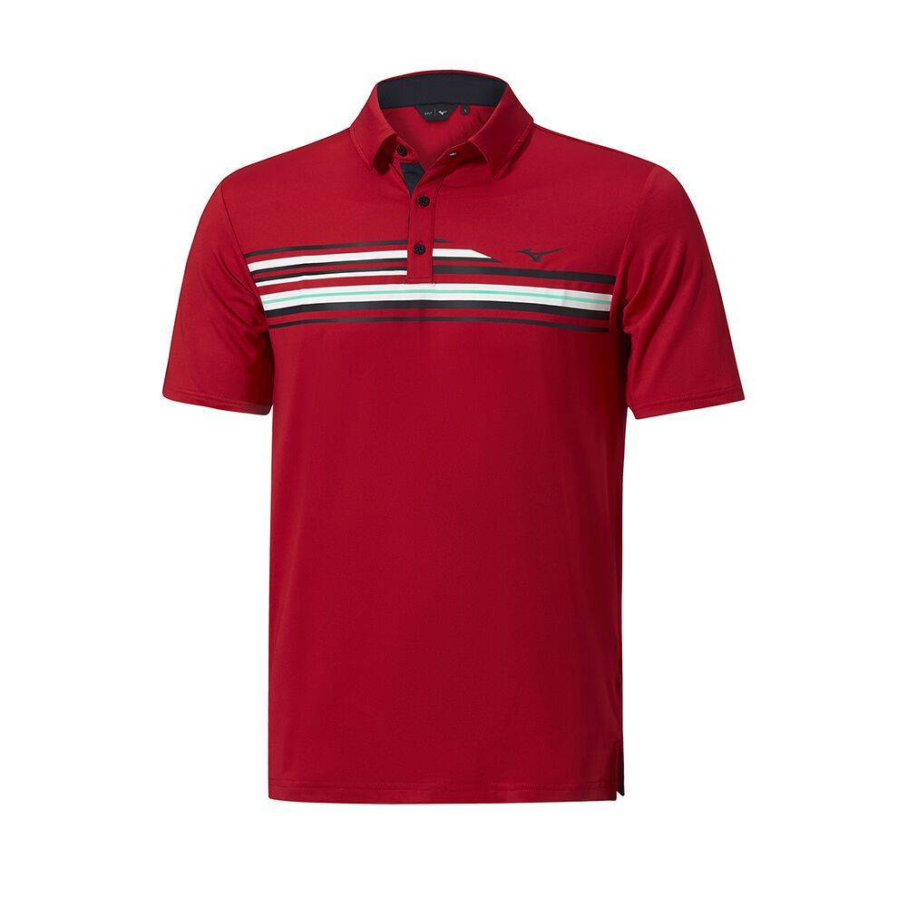 Mizuno Qd Elite Stripe Polo Muške Topi Crvene | UMLWGP908