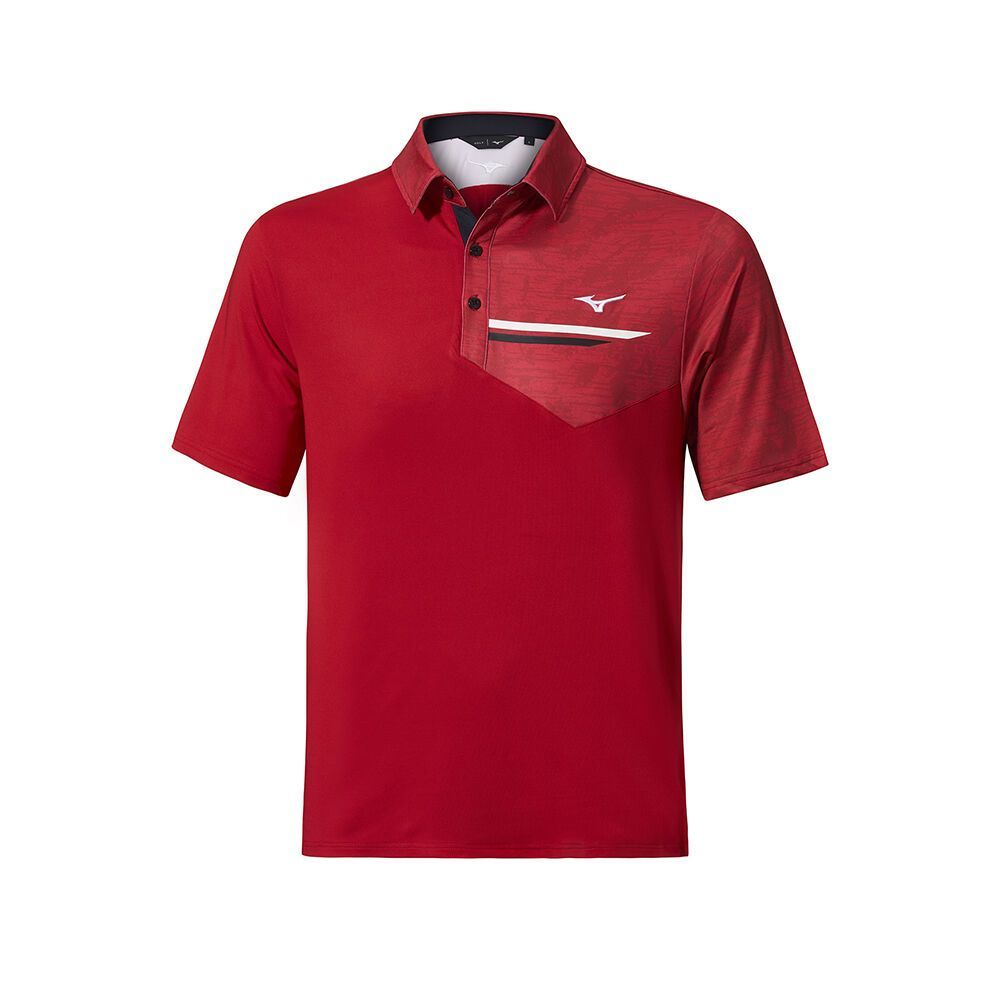 Mizuno Qd Hazard Bloc Polo Muške Topi Crvene | MUYLVQ538