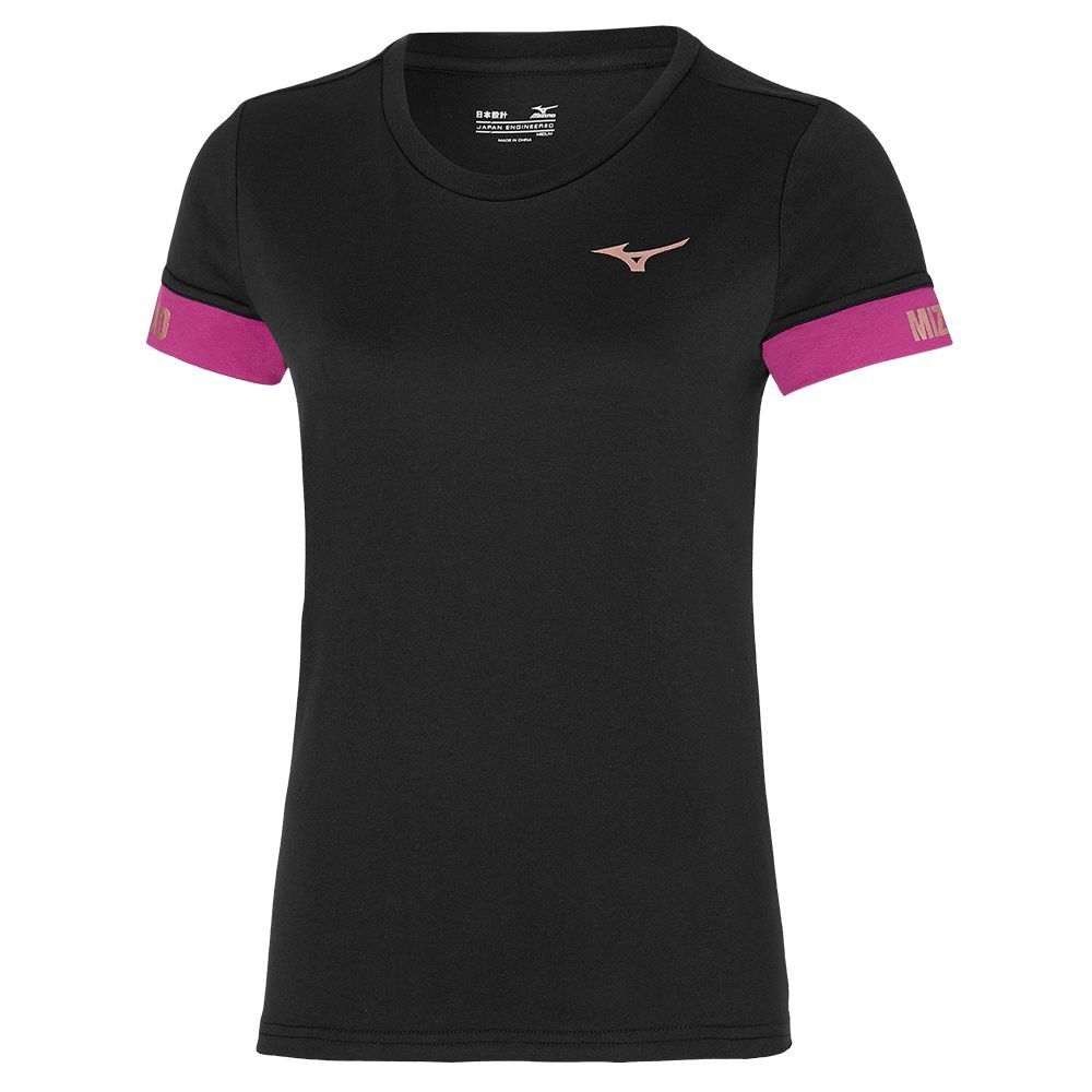 Mizuno Tee Ženske Topi Crne | TRYOZI903