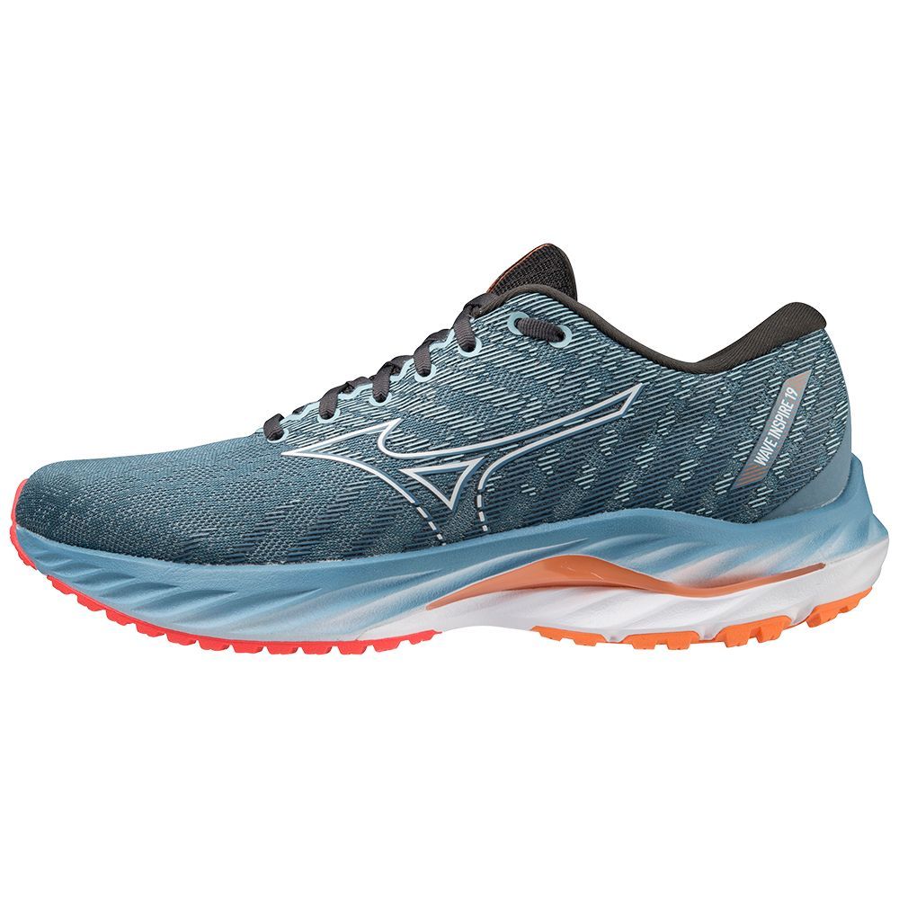 Mizuno Wave Inspire 19 Muške Tenisice za Trcanje Plave Bijele Svijetlo Narančaste | MJGHFD647