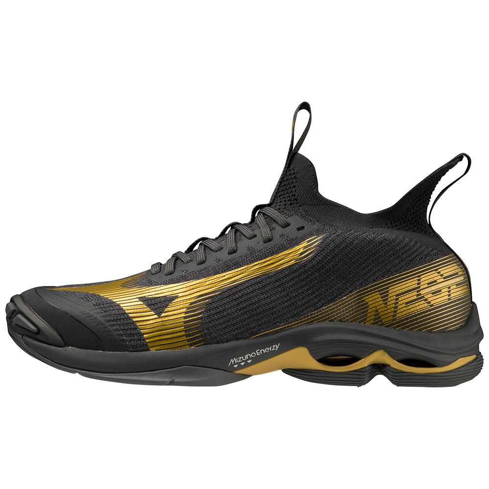 Mizuno Wave Lightning Neo2 Muške Tenisice za Odbojku Crne Zlatne | EYJUKP063