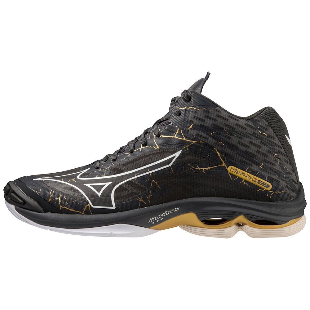 Mizuno Wave Lightning Z7 Mid Ženske Tenisice za Odbojku Crne Zlatne | CTDIQZ417