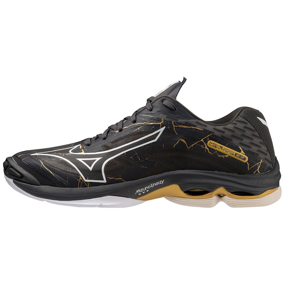 Mizuno Wave Lightning Z7 Muške Tenisice za Odbojku Crne Zlatne | TMABNI472