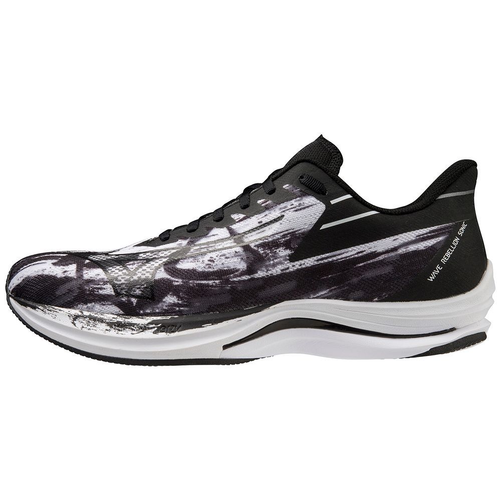 Mizuno Wave Rebellion Sonic Muške Tenisice za Trcanje Bijele Crne | MZQDNB054